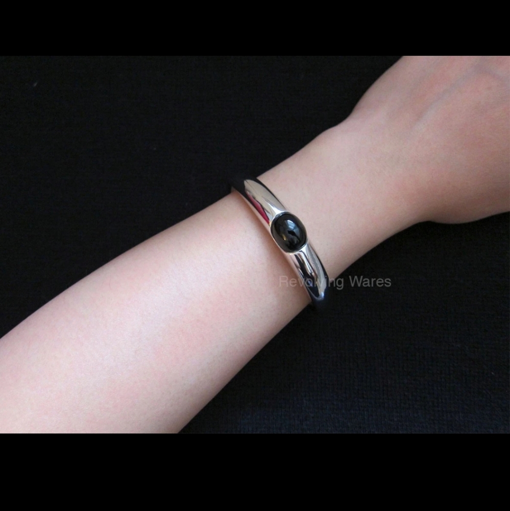 Baccarat Tentation Black Crystal Sterling Silver Bracelet Preowned - Picture 5 of 7